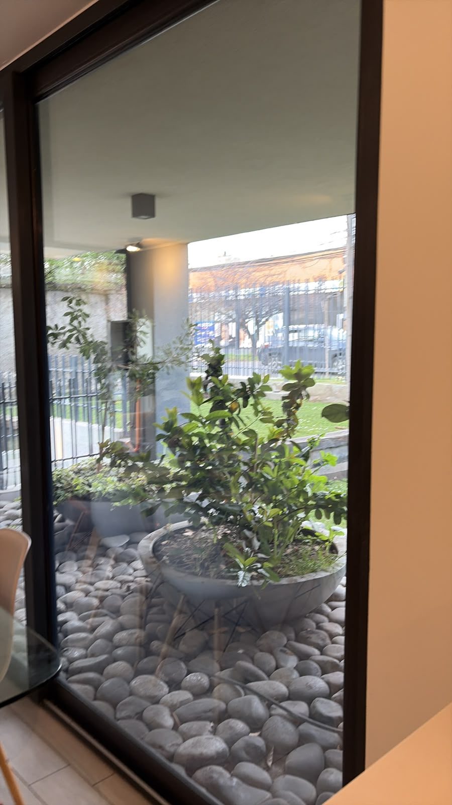 El jardín de uso exclusivo desde el interior — Departamento 108, Edificio Hamburgo 620