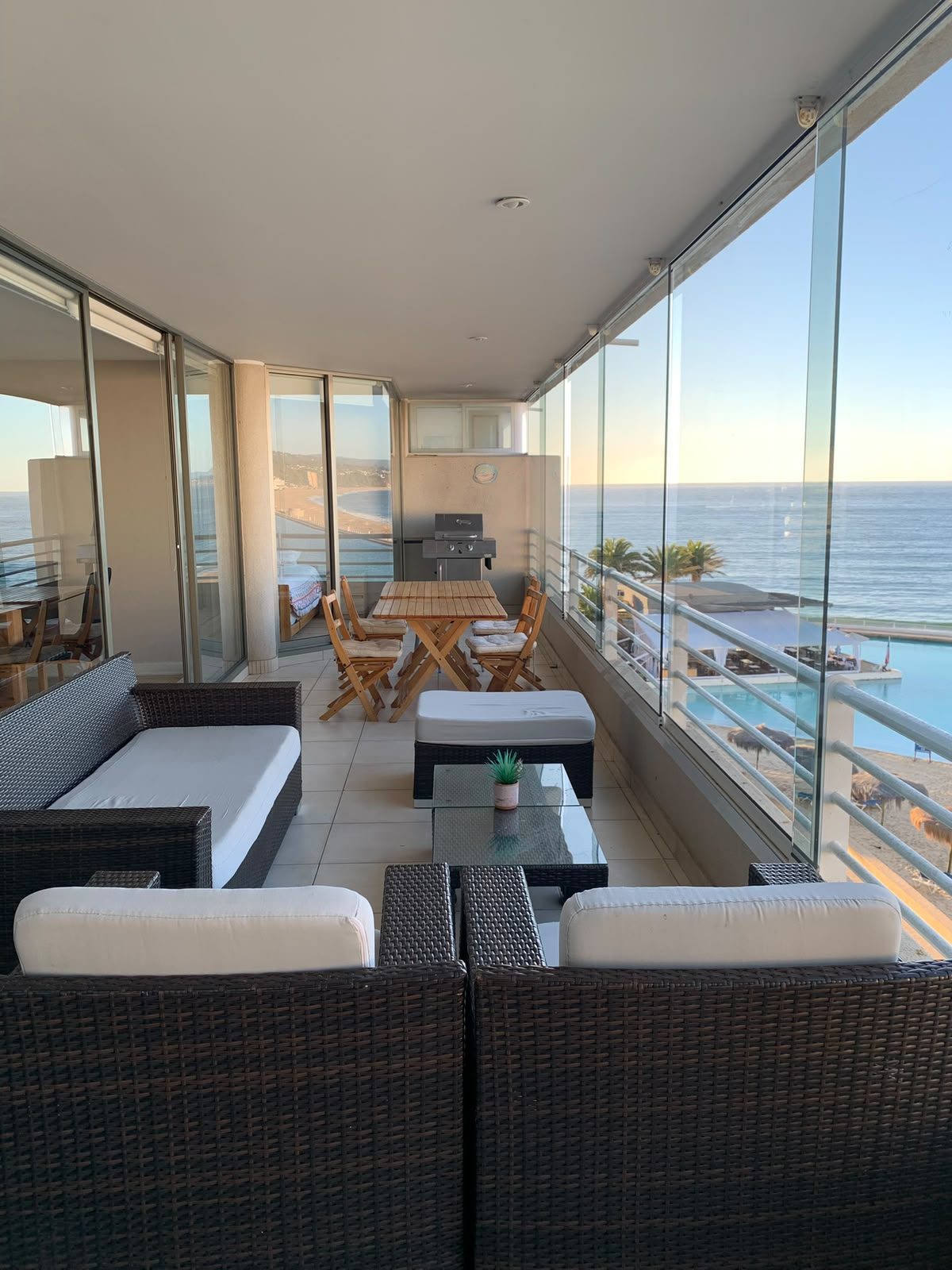 Living exterior en la terraza — Departamento 601, Condominio San Alfonso del Mar